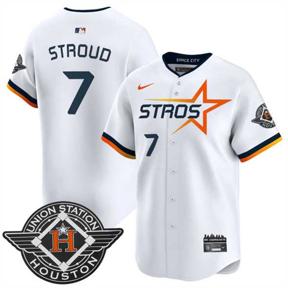Men%27s Houston Astros #7 C.J. Stroud White 2025 City Connect Limited Stitched Jersey Dzhi